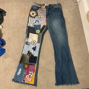 Woman’s Urban Outfitters Flare Colorful Patchwork Jeans